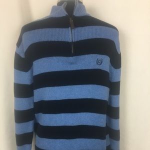 Chaps Blue / Black Striped Cable knit Sweater M